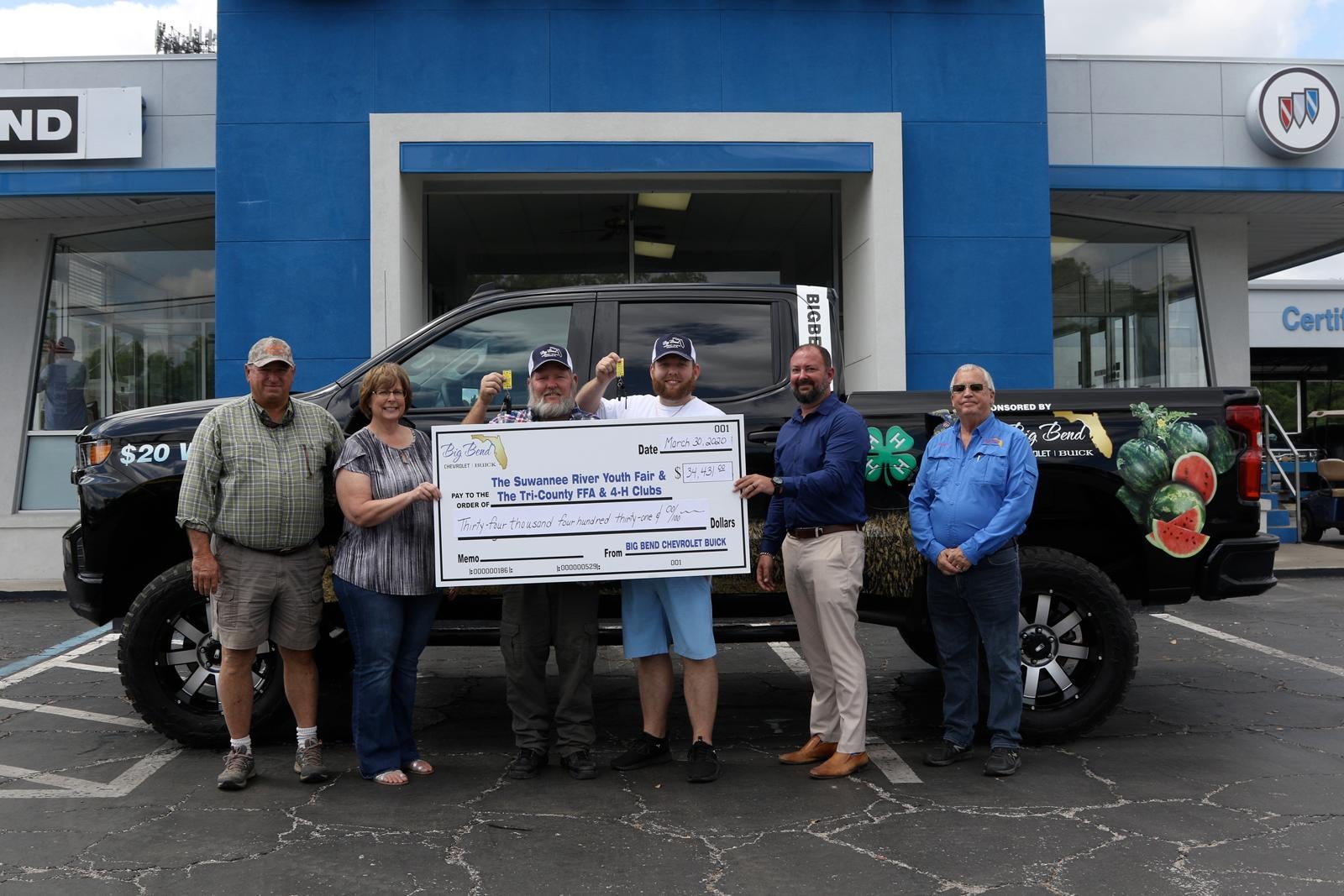 Truck in front of showroom